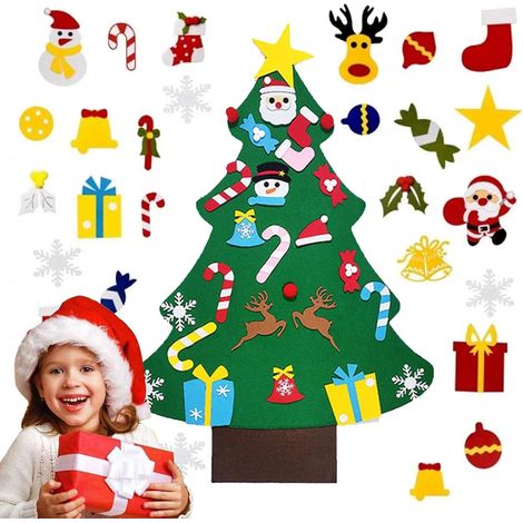 Albero di Natale con ornamenti in feltro rimovibili, decorazione natalizia fai da te (1/5)