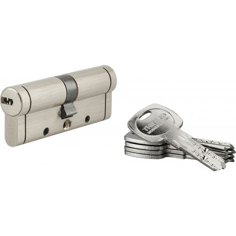 Thirard – Cylindre de serrure Trafic 12 – 40x40mm – Nickel satin – 5 clés – Anti-arrachement, anti-perçage, anti-casse, 8 goupilles