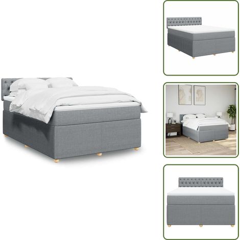 Sommier à lattes de lit avec matelas Gris clair 140x190cm Tissu - Sommier À Lattes De Lit - Sommiers À Lattes De Lit - Lit - Meuble De Chambre À Coucher (1/5)