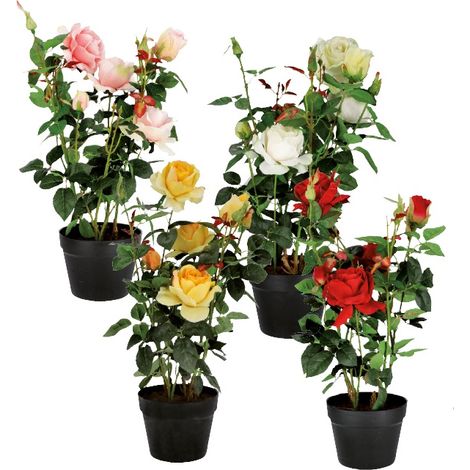 Vaso Decorativo Casa con Fiori Artificiali Rose 61 cm 4 Colori (1/2)
