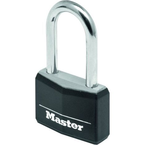Candado aluminio vinilo negro 40 mm extra largo Master Lock (1/2)