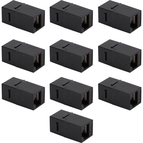 Lot de 10 connecteurs de câble Ethernet, matériau ABS, connecteurs d'extension de câble réseau RJ45 à transmission stable pour la communication réseau. (1/5)