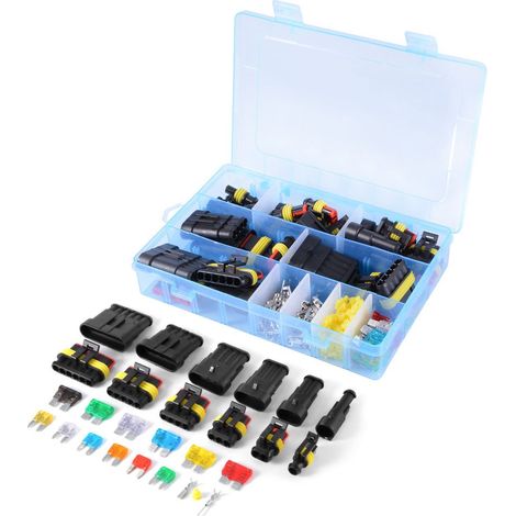 Auto wasserdichte elektrische Anschlussklemme 1/2/3/4/5/6 Pin Way + Sicherungen – 240 Stück