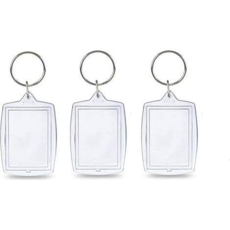 50 cadres photo transparents vierges en acrylique avec boucle métallique pour créer des porte-clés incurvés à personnaliser soi-même, personnalisation recto-verso (1/5)
