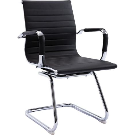 Evre Office Boardroom Cantilever Desk Chrome Frame Finish with PU Leather (Black) (1/3)