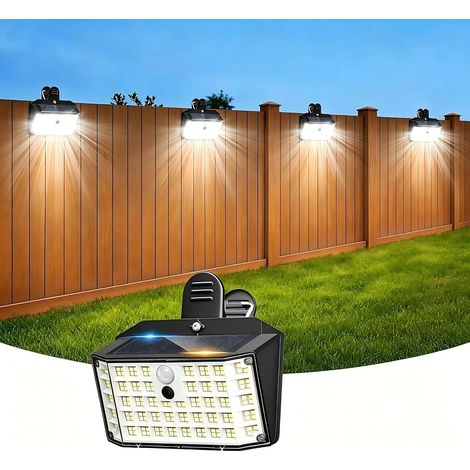 Lot de 1 Éclairage solaire portable pour clôture avec capteur mouvement, 600LM, lampe LED jardin terrasseBlanc (1/5)