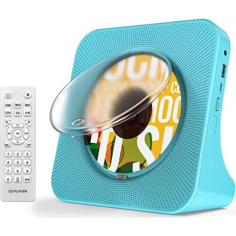Lecteurs CD Bluetooth de Bureau, Lecteur CD Portable Mural, Haut-parleurs HiFi Intégrés, Prise AUX et Casque, Radio FM Boombox (1/4)