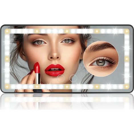 Miroir Makeup Soleil Voiture, 3 LED, USB, 1500mAh, Maquillage, Auto, Pliable, Compact, Eclairage (1/5)