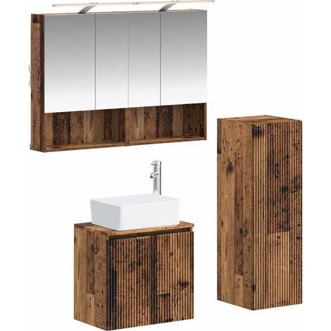 Ensemble de mobilier de salle de bain 4 pcs Bois ancien vidaXL (1/5)