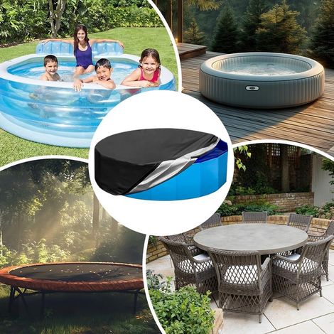 Schwimmbadabdeckung – 160 x 30 cm – Tragbar und rund – Faltbar – Aus Oxford-Gewebe – Mit Kordelzug – Schützt vor Laub – Staub- und wasserdicht – Geeignet für Kinder und Haustiere im Pool (1/5)