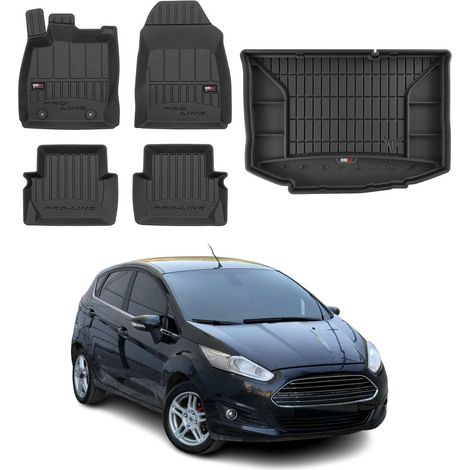 Kit Tapis de Sol et Coffre pour Ford Fiesta 2008-2017 en Caoutchouc Noir (1/5)