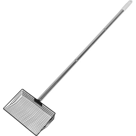 Pelle de Nettoyage Agricole à Long Manche en Fer et Pp Argenté  Tamisage de Sable, Retrait Précis des Déchets, pour Fermes et Abris D’animaux (1/5)