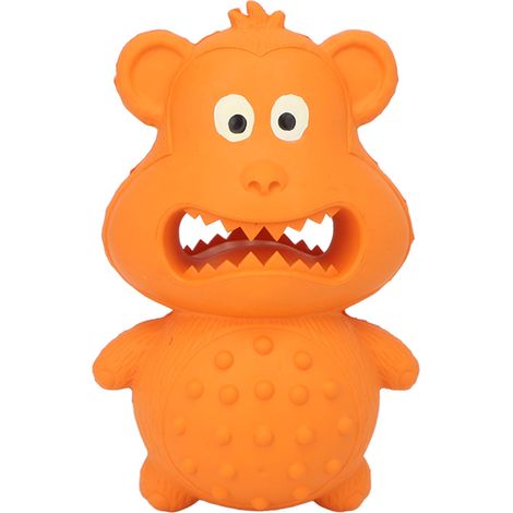 Quietschspielzeug für Hunde, bissfest, aus sicherem und unzerstörbarem Gummi, orange. (1/5)
