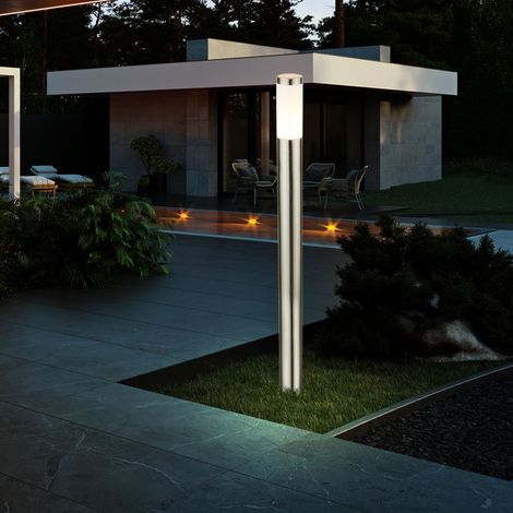 9,5 Watt LED Steh Design Edelstahl Lampe Leuchte IP44 Außenbereich silber (1/5)