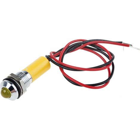 Voyant LED lumineux  Jaune RS PRO, dia. 8mm, 220V c.a., IP67 ( Prix pour 1 )