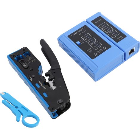 Kit d'outils de sertissage RJ45 pour câbles réseau (sertissage, coupe et dénudage) avec testeur pour Cat5e, Cat6 et Cat6a (1/5)