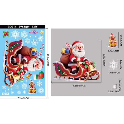Autocollants de fenêtre « Bonne année russe » Ozon, autocollants de fenêtre Père Noël et traîneau de rennes, autocollants statiques de Noël