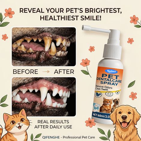 KineShineX Cat and Dog Oral Care Spray: Natural Plant-Based Gentle Formula, Pet Breath Freshener (1/4)