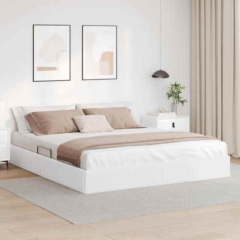 Cadre de lit ottoman Blanc pur 180 x 200 cm Simili cuir (1/5)