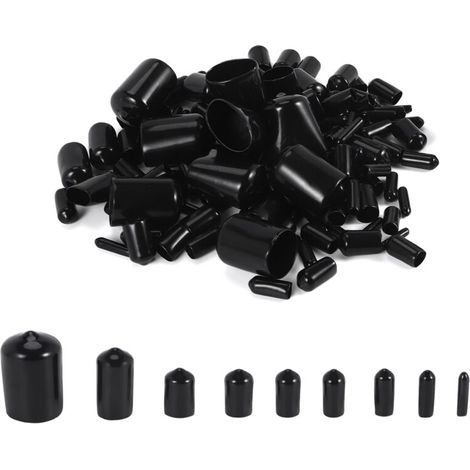 160 tappi filettati in gomma morbida assortiti per viti in 9 misure rotonde (1/4)