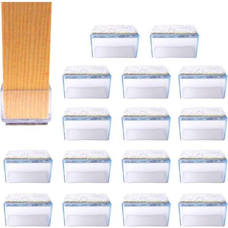 Lot de 16 capuchons de protection en feutre pour pieds de chaise - Embouts de pieds - Patins en feutre - Patins de meubles - Chaussettes de chaise (rectangulaires, 25 x 50 mm) (1/4)