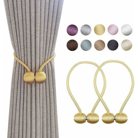 Embrasse à Rideaux avec Boucle Magnétique Rideau Clips Corde Décoratives Attache de Rideau pour Maison Salon Chambre Bureau Paquet de 2 (2 Or) (1/5)