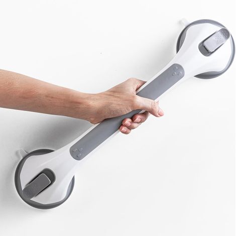 Poignée Ventouse, 43 CM Douche Barre d'appui À Succion pour Baignoire, 110 KG Poignées de Sécurité pour Salle De Bain, Seniors, Personnes Âgées, Résistant, Barre de Maintien Amovible, Gris (1/5)