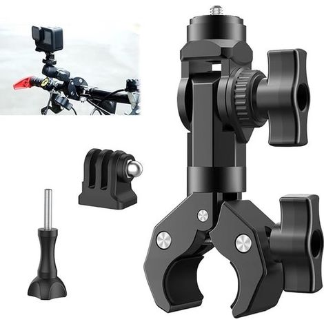 Abrazadera universal para cámara, para bicicleta y motocicleta: soporte ajustable 360° con doble fijación (1/5)