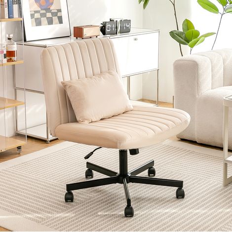 Chaise bureau réglable pivotante tissu beige OKMYHOME (1/3)