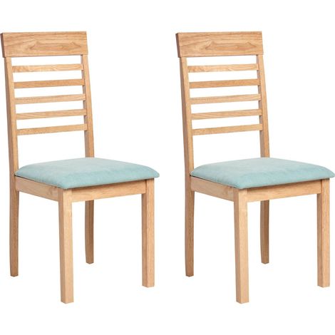 Esszimmerstuhl 2er Set ORTLEY Holz Hellbraun / Mintgrün
