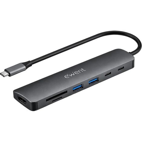 Hub ewent ew1152 usb-c 7 en 1 hdmi 4k/usb-c/2usb-a/lector tarjetas sd y mirosd