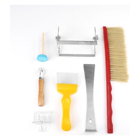 Ensemble de 7 pièces pour l'apiculture : outils d'apiculteur, brosse à operculer, gratte-reine