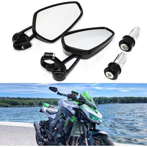 Espejos retrovisores de repuesto para manillar de motocicleta de 7/8" y 22 mm para Z1000, ER6N, ER6F, MT01, MT03, FZ6, GSF1250, GSF600, Monster M696, color negro (1/5)