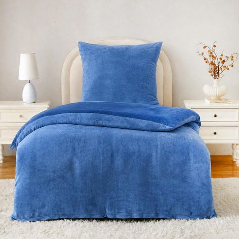 Bettwäsche-Set Flanell 135x200cm Marineblau, warm & kuschelig, ÖKO-TEX