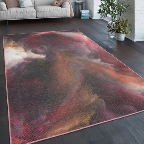 Paco Home Teppich Wohnzimmer Schlafzimmer Flachgewebe Modern Abstrakt Vintage Waschbar 60x100 cm, Bunt 2
