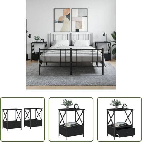 vidaXL Nachttisch 2 Stück - Nachttische 2 Stk. Schwarz 50x41x65 cm Holzwerkstoff (1/5)