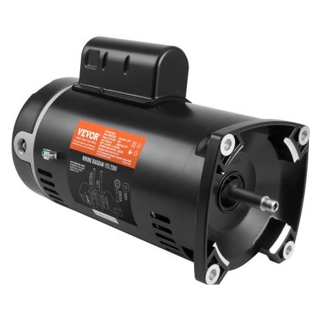 1.5 PS Poolpumpenmotor, 56Y Rahmen, 115V((12.8 Ampere))/230V(6.4 Ampere) 3450 U/min, 60Hz, 1.1 Betriebsfaktor, 90μF/250V Kondensator, CCW Rotation Vierkantflansch Ersatzmotor (1/5)