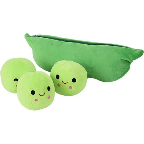 1 Coussin en peluche, forme cosse de pois, 3 petits pois amovibles, fermeture éclair, jouet éducatif, décoration chambre enfant (1/5)