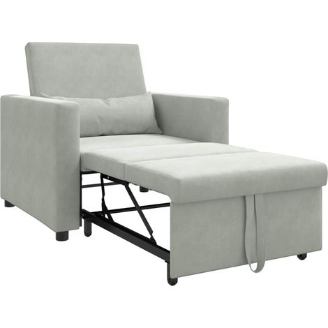 Maison Exclusive - Divano letto estraibile singolo con ruote Grigio chiaro Velluto