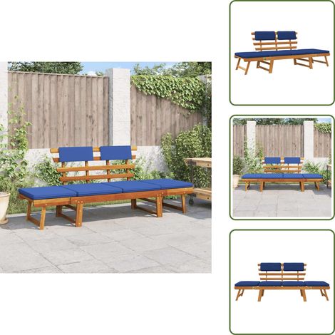 Panca da giardino in legno - vidaXL Panca da Giardino Cuscini 2-in-1 190 cm Legno Massello d'Acacia - Cuscini per panca