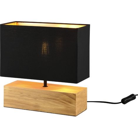 Lampada da tavolo, base legno naturale, nero, H 30 cm, Woody (1/3)
