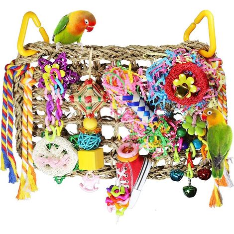 Jouet pour Oiseaux, Perruches, Nourriture à Mâcher, à Mâcher, Jouets pour Perroquets, Nourriture pour Oiseaux, Mur d'escalade et Alimentation pour Perruches, pour Petites et Moyennes(B) (1/2)