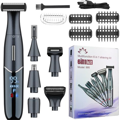 Rasoir électrique 6 en 1 pour femme, sans fil, rechargeable par USB, épilateur indolore pour le visage, les aisselles, le bikini et les zones privées, (1/5)