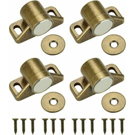 Aimant pour Porte Placard Loquet de Porte Magnétique Fermeture de Porte Aimantée avec 4 Rondelles et 12 Vis Fermeture Magnétique Placard pour Meuble, Armoire, Cabinet Starlight(4PCS) (1/5)