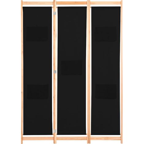 Paravent Cloison de séparation 3 panneaux, Pour Jardin, Balcon, Terrasse Noir 120x170x4 cm Tissu OIB2805E