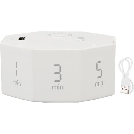Wiederaufladbarer LCD-Timer mit automatischer 8-Winkel-Drehung und geräuschlosem Modus zum Lernen, Kochen und für Fitness (weiß) (1/5)