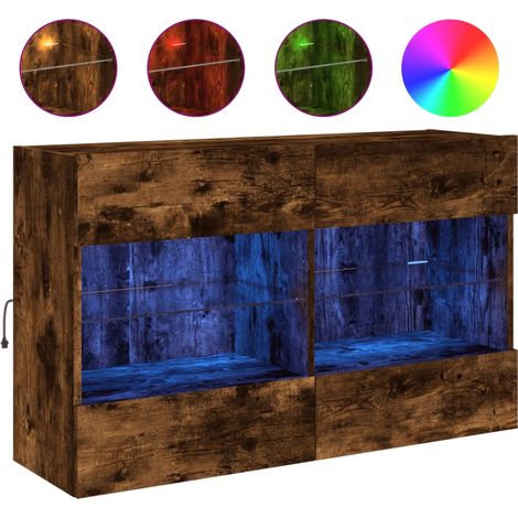 Maison Exclusive - TV-Wandschrank mit LED-Leuchten Räuchereiche 9 (1/5)