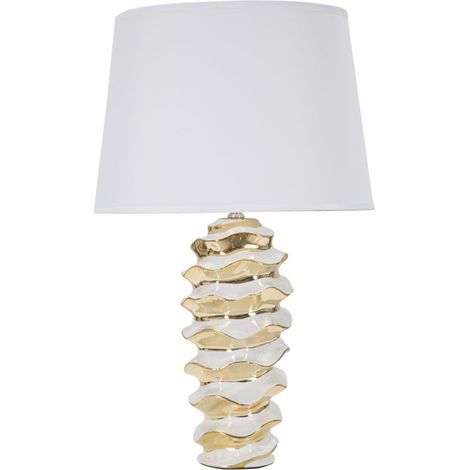 Lampe à Poser en Céramique "Space" 53cm Blanc & Or (1/5)