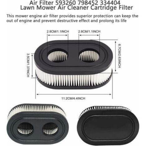 LaBlanc – Lot de 2 filtres à air 593260 798452 334404 pour tondeuses à gazon, filtres de rechange pour moteurs des séries 550E, 500EX, 550EX, 625 et 575EX, accessoires pour tondeuses à gazon