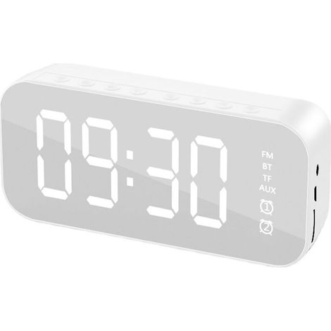 Jeffergarden Réveil Bluetooth haut-parleur haut volume multifonctionnel Portable Mini haut-parleur sans fil pour l'extérieur et la maison blanc (1/5)